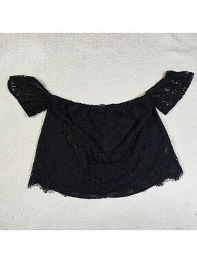 Dynamite Black Lace Off-Shoulder Crop Top
